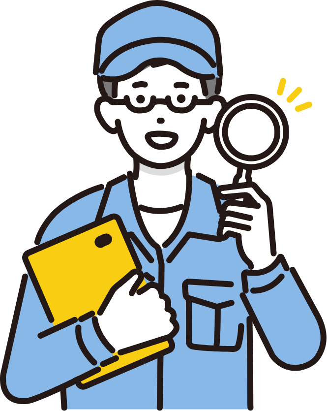 虫眼鏡を持った人物のイラスト